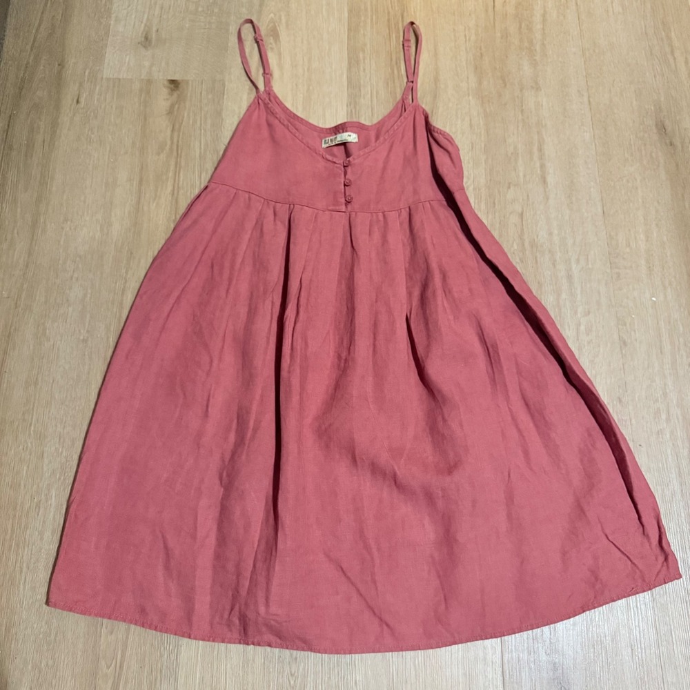 Vintage Y2K  Old Navy Linen Button Front Mini Sundress Tunic Dress Size‎ M